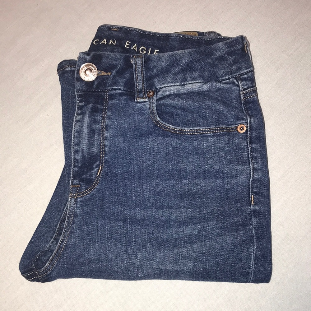 AEO - High-Rise Curvy Skinny Kick-Boot Jeans, Medium Wash